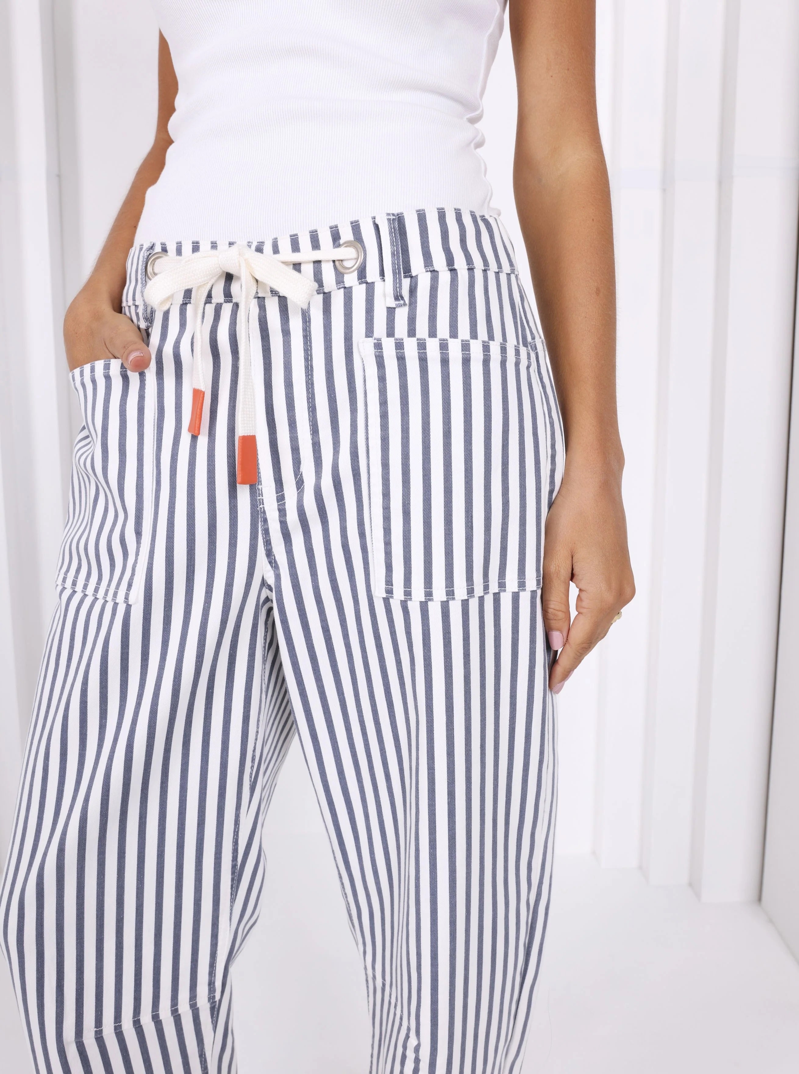 Carter Barrel Jean | Navy Stripe