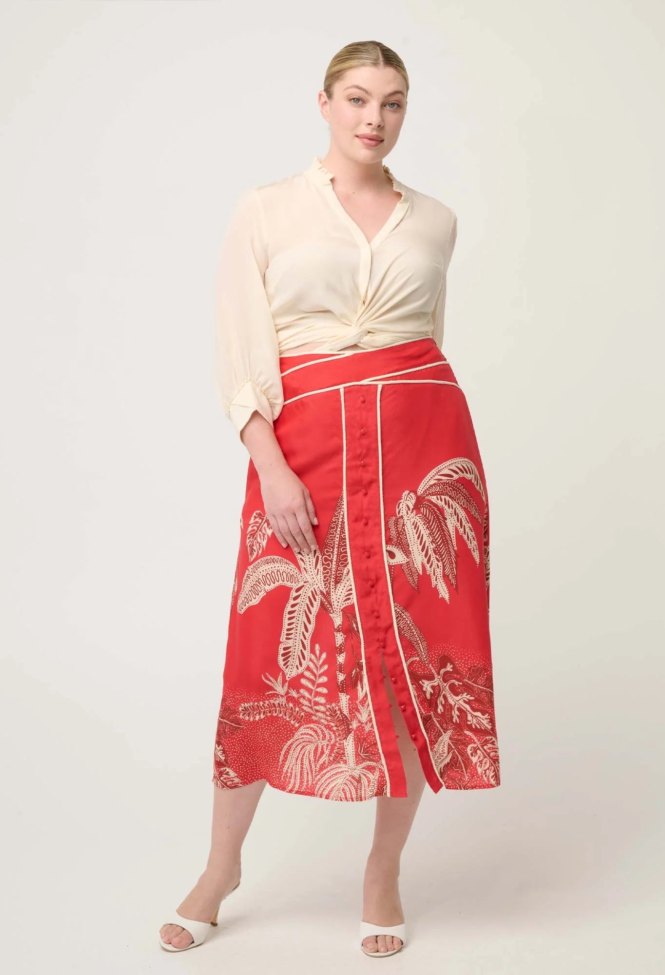 Chloe Silk Criss Cross Shirt in Cloud