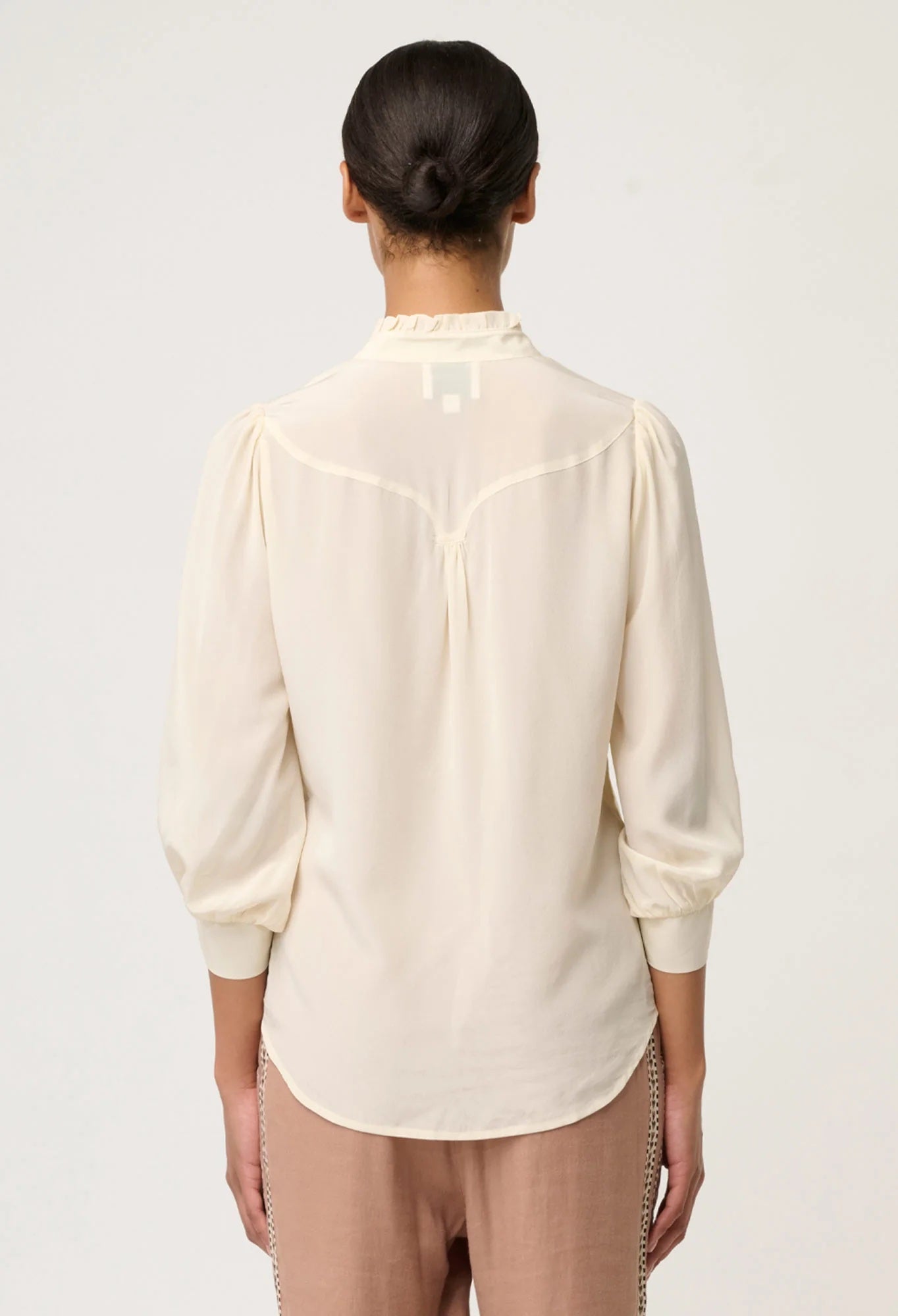 Chloe Silk Criss Cross Shirt in Cloud