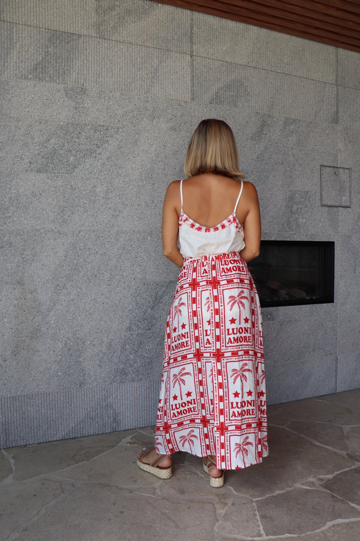 Luella Cami | White with Red Trim