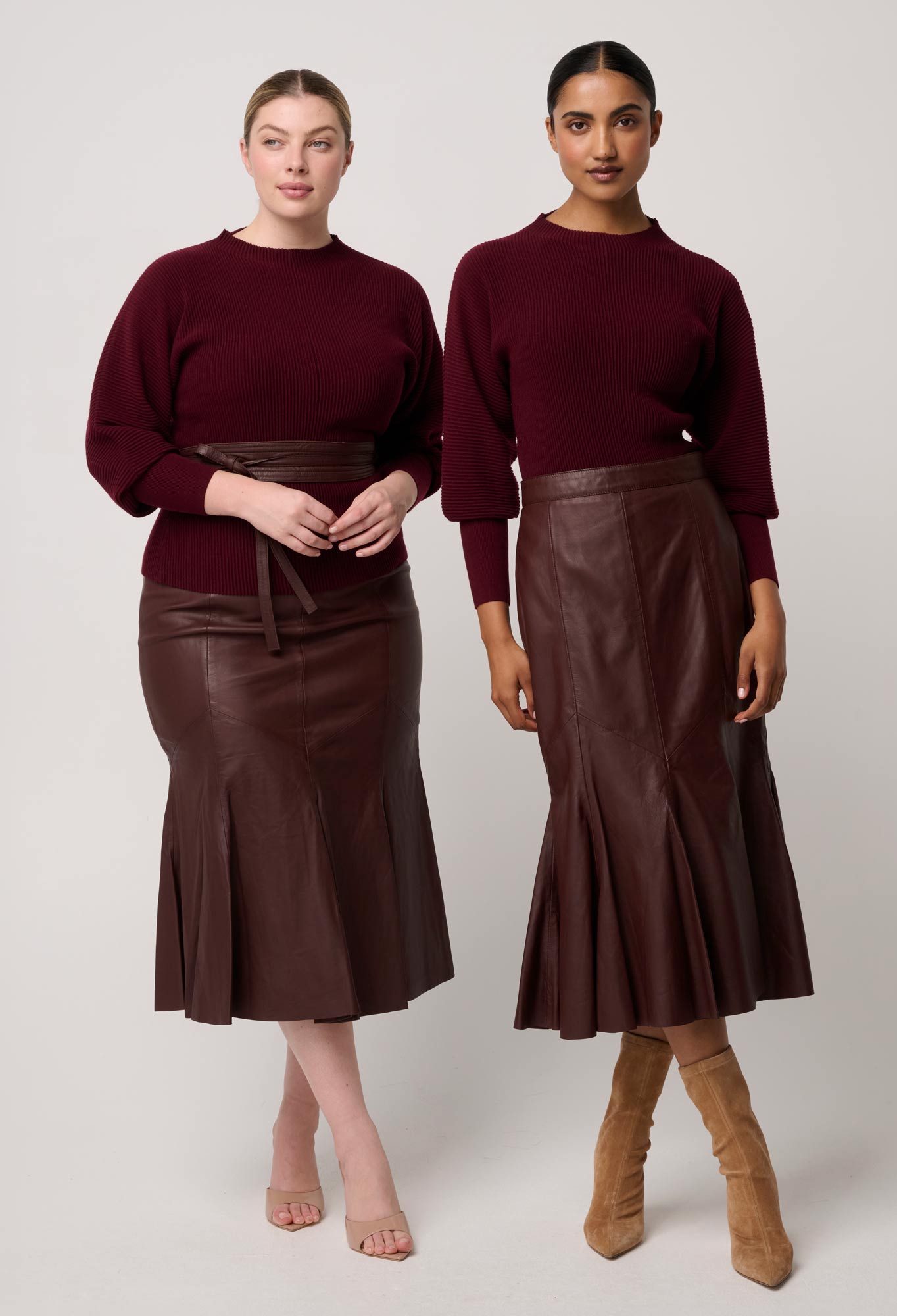 Roselle Merino Wool Blend Knit Top in Bordeaux