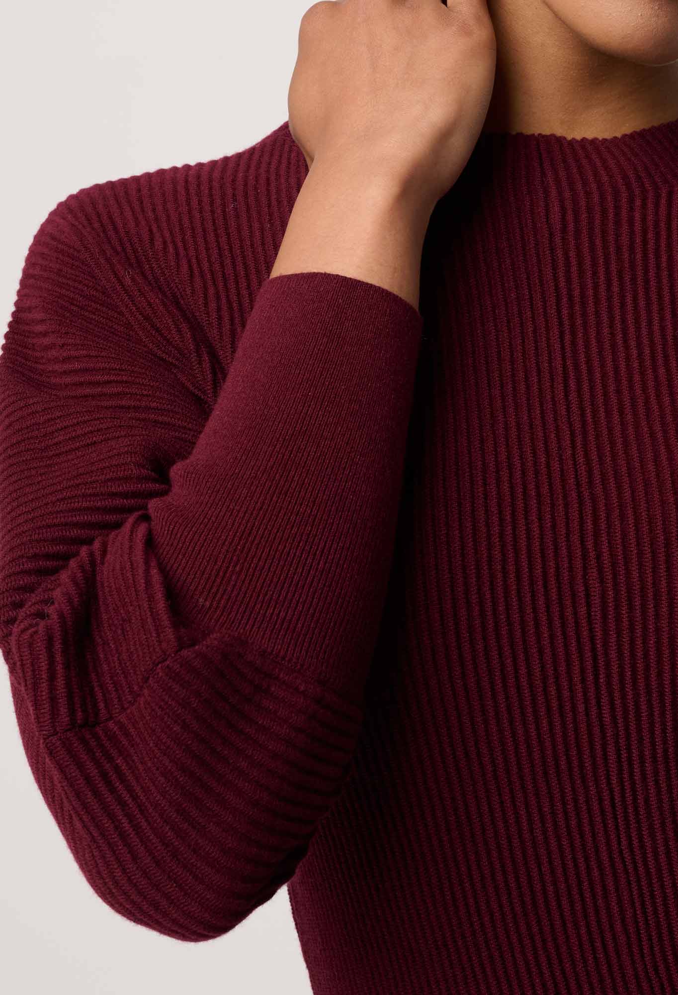 Roselle Merino Wool Blend Knit Top in Bordeaux