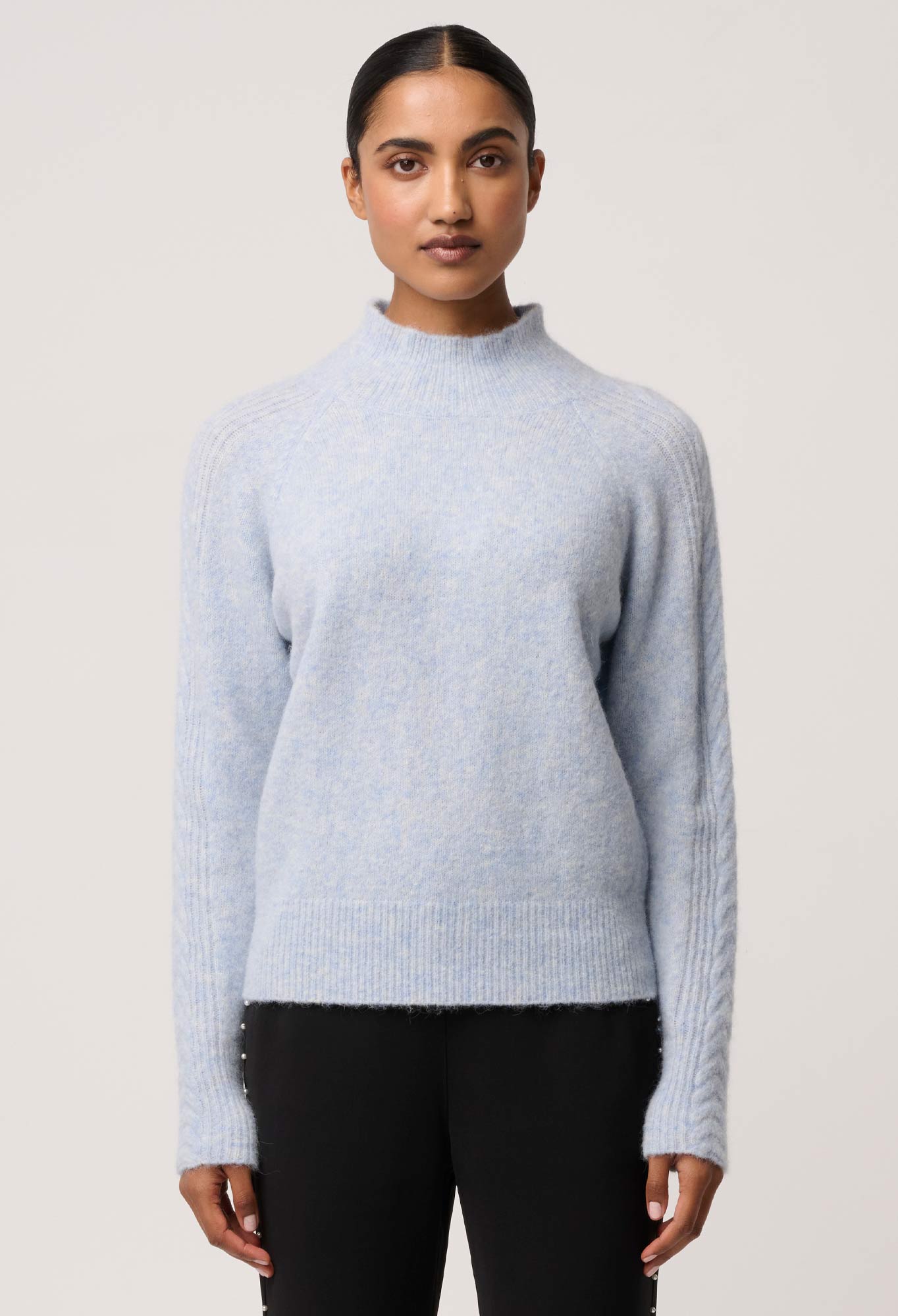 Savanna Alpaca Blend Fluffy Sweater in Blue Frost