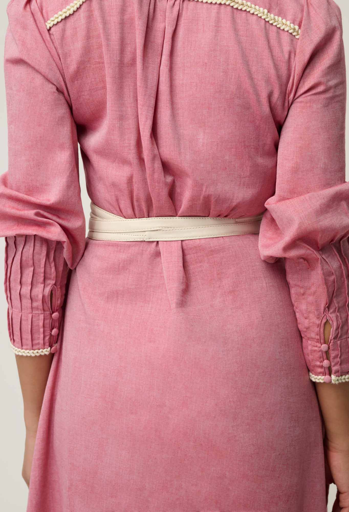 Isla Cotton Chambray Trim Detail Dress