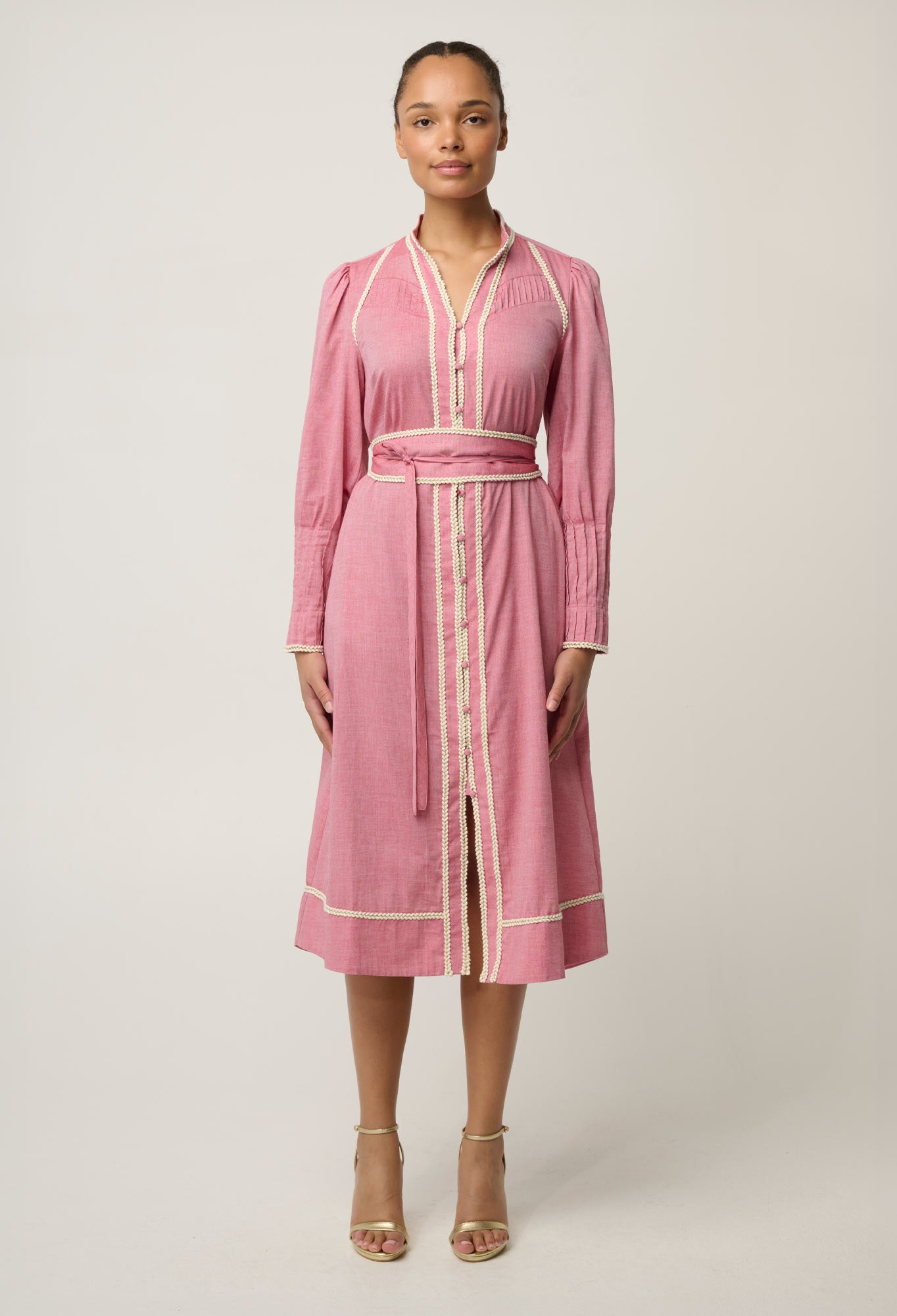 Isla Cotton Chambray Trim Detail Dress