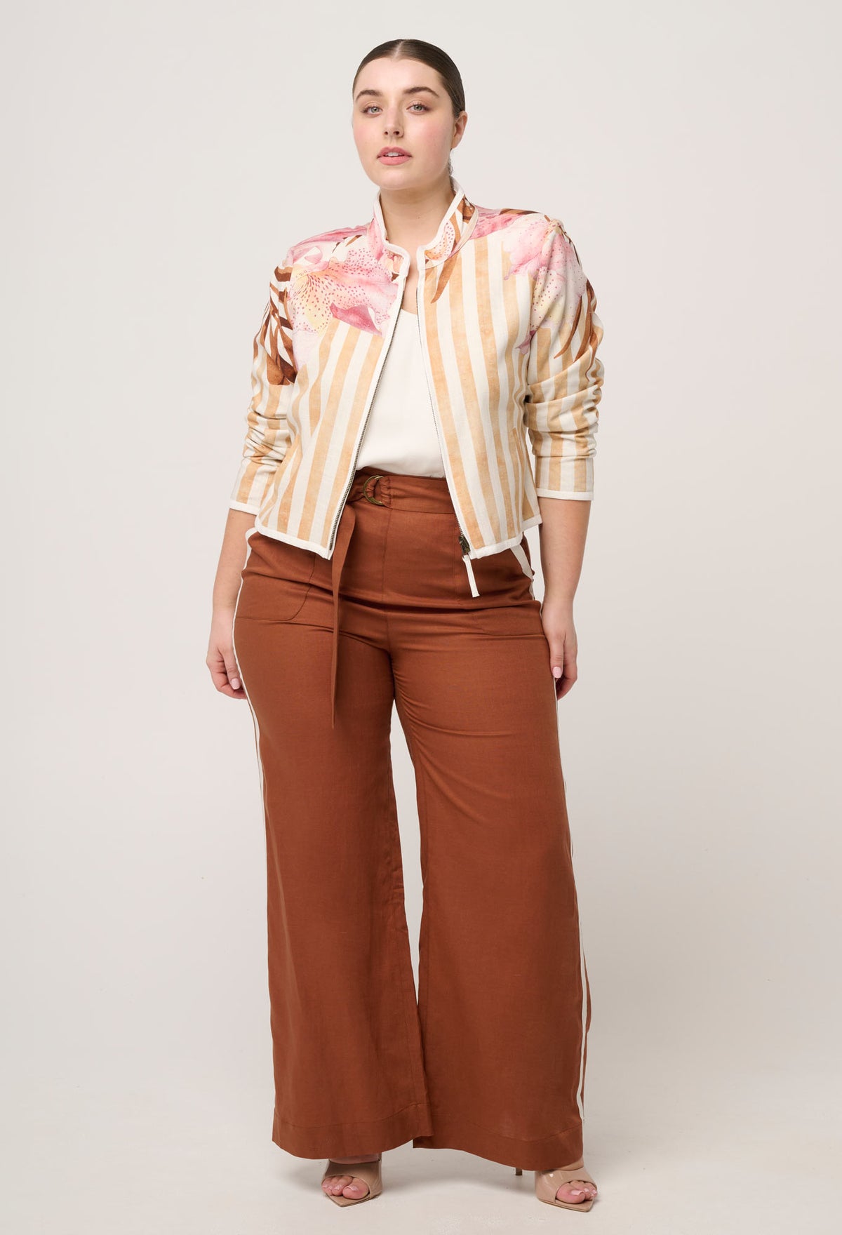 Delray Reversible Linen Viscose Jacket in Golden Promenade | Gilded Frond
