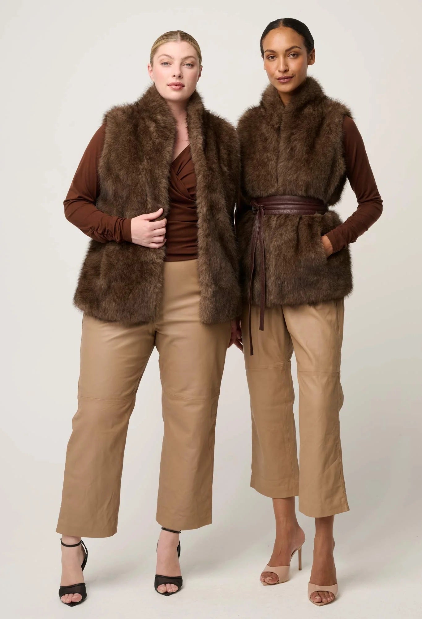 Hazel Faux Fur Vest in Walnut