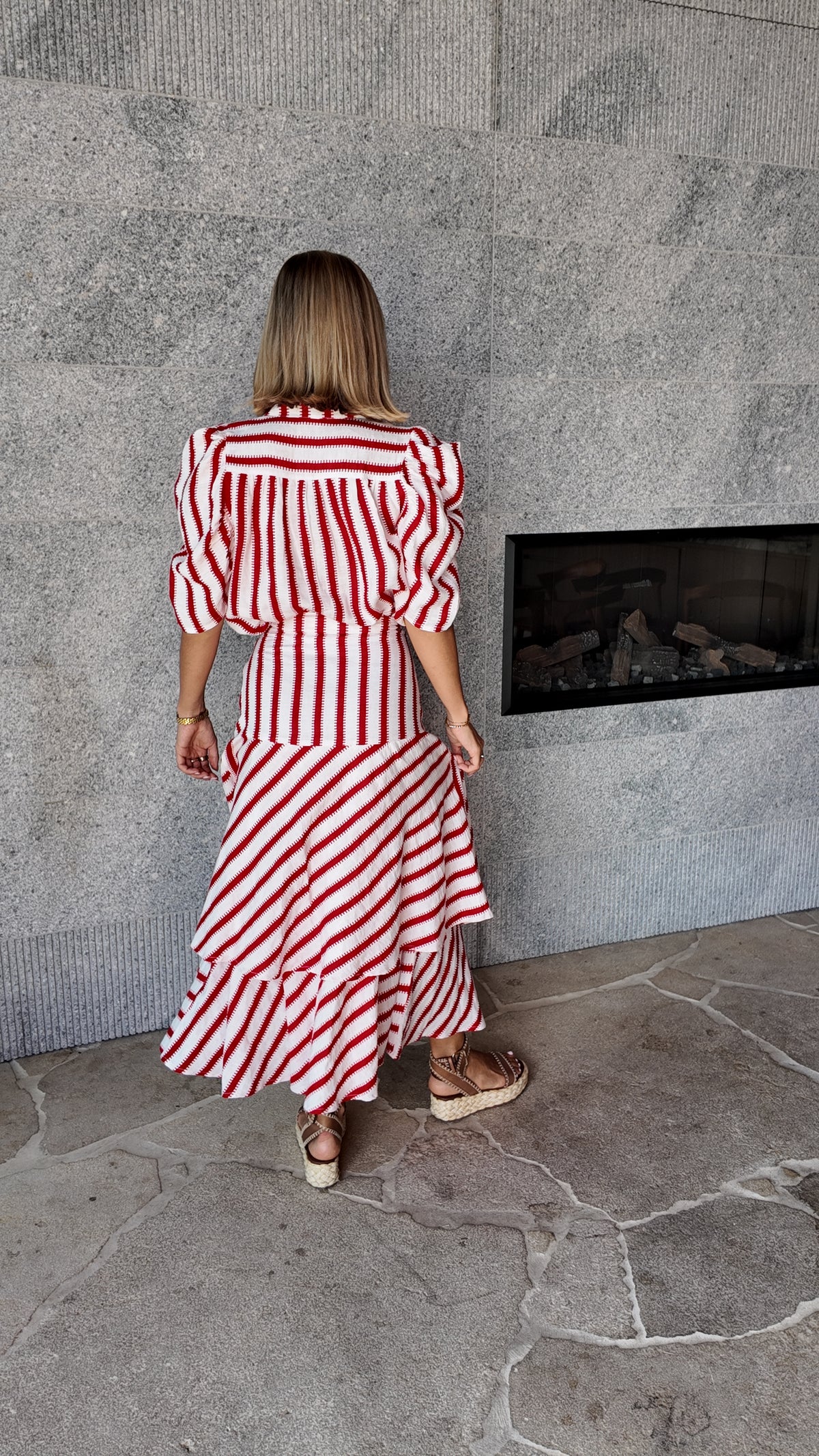 Michelle Skirt | White & Red Stripe