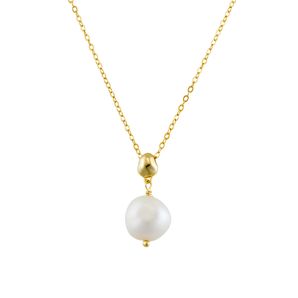 Necklace | Single Pearl Drop Gold