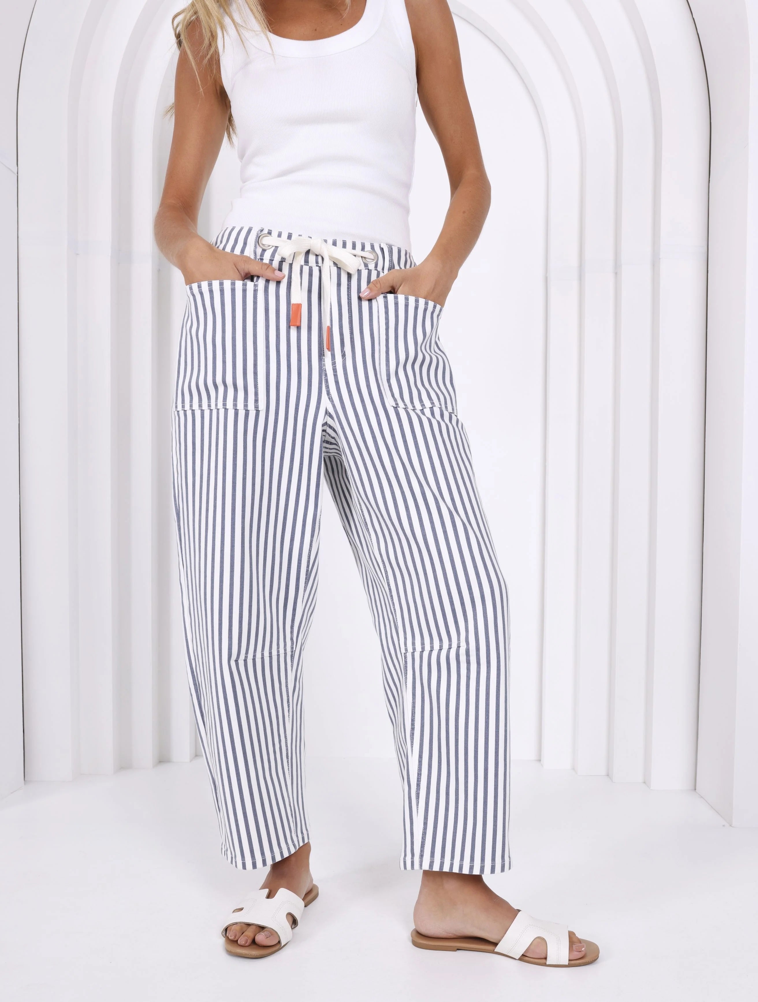 Carter Barrel Jean | Navy Stripe