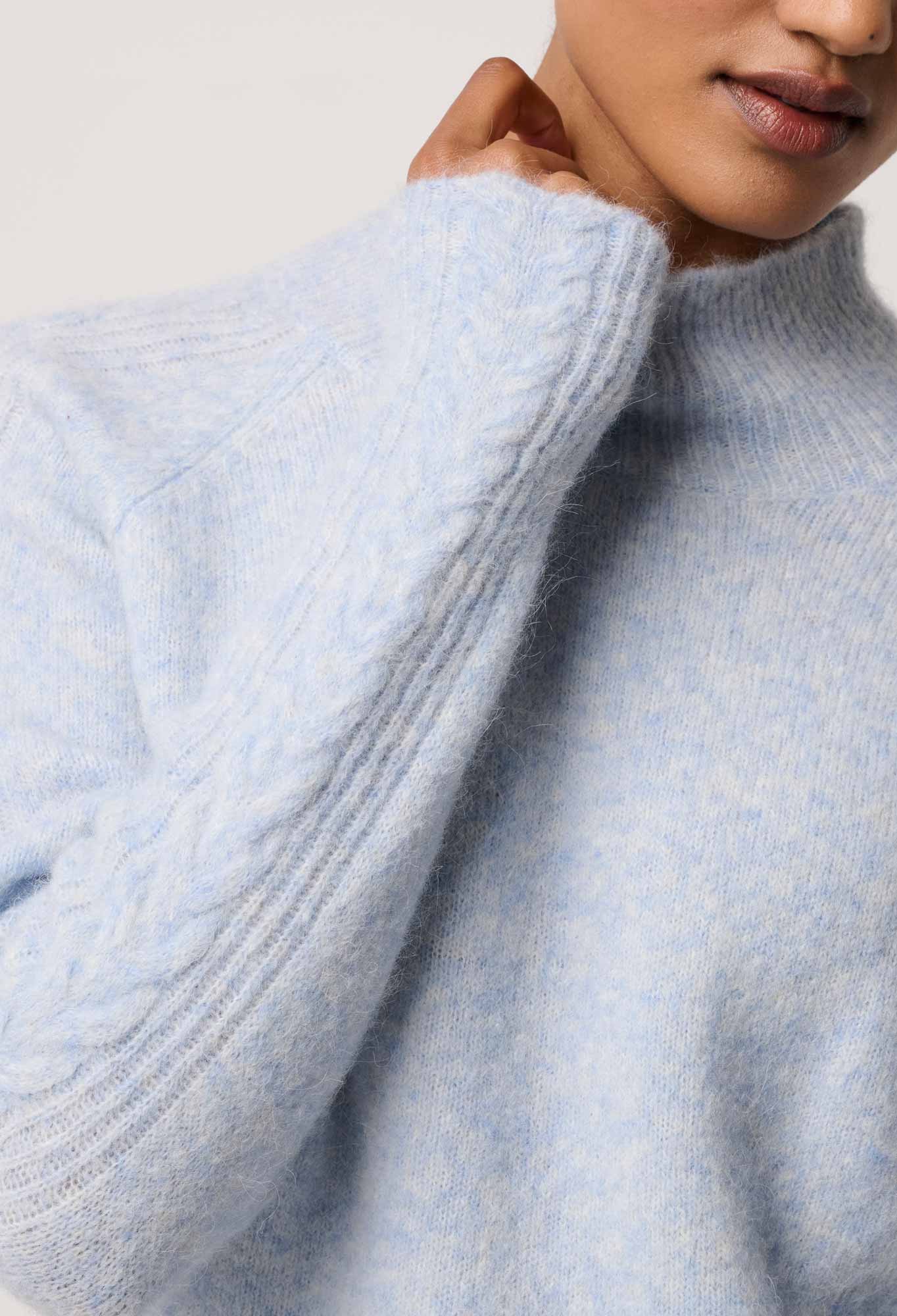 Savanna Alpaca Blend Fluffy Sweater in Blue Frost