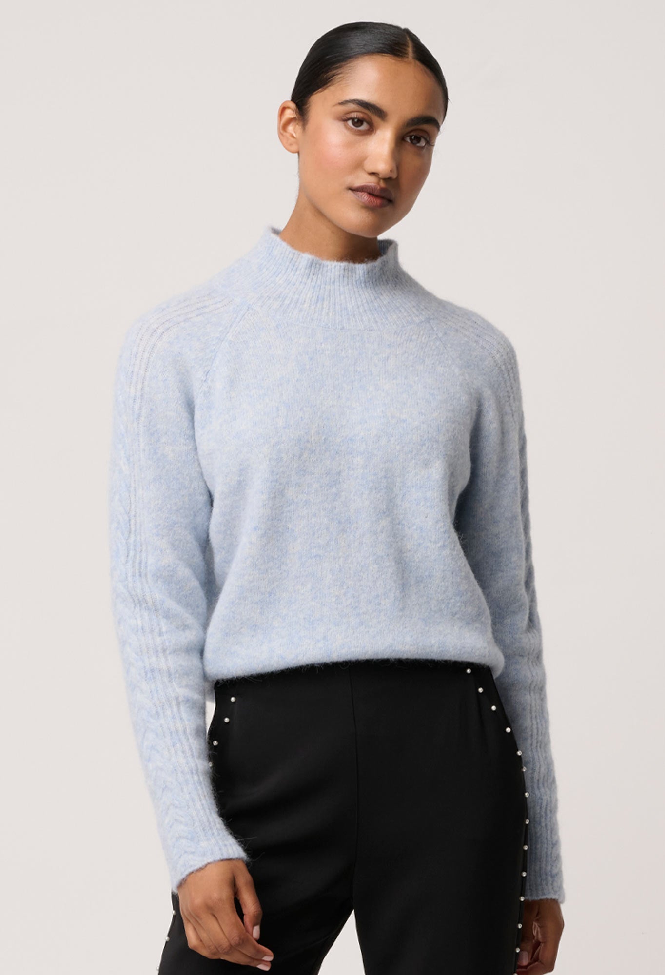 Savanna Alpaca Blend Fluffy Sweater in Blue Frost