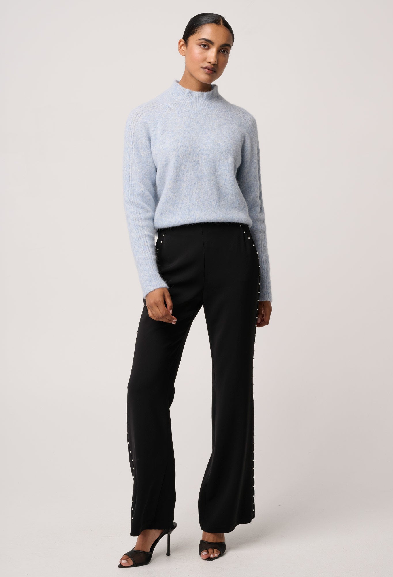 Savanna Alpaca Blend Fluffy Sweater in Blue Frost