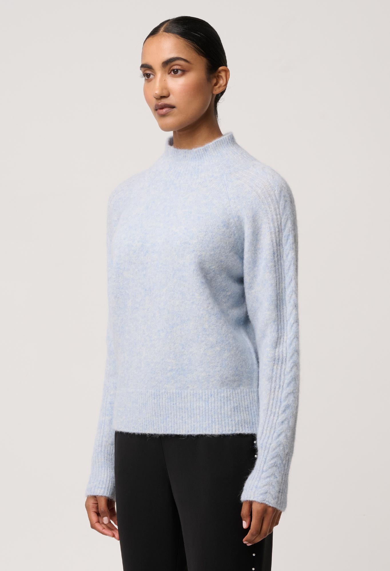 Savanna Alpaca Blend Fluffy Sweater in Blue Frost