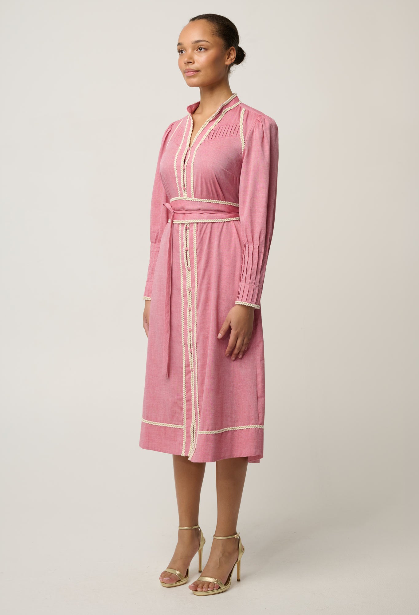 Isla Cotton Chambray Trim Detail Dress