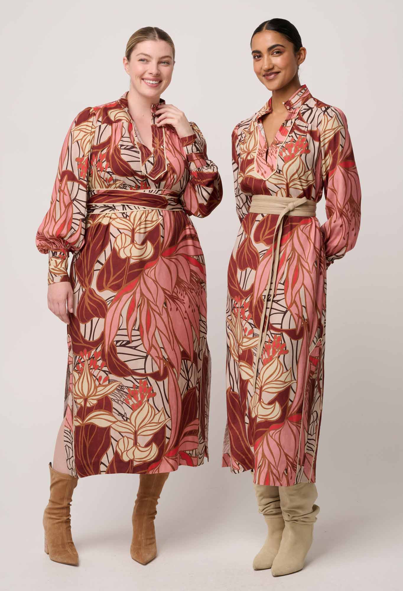 Edith Viscose Blend Printed Column Midi Dress in Cathedral Botanic