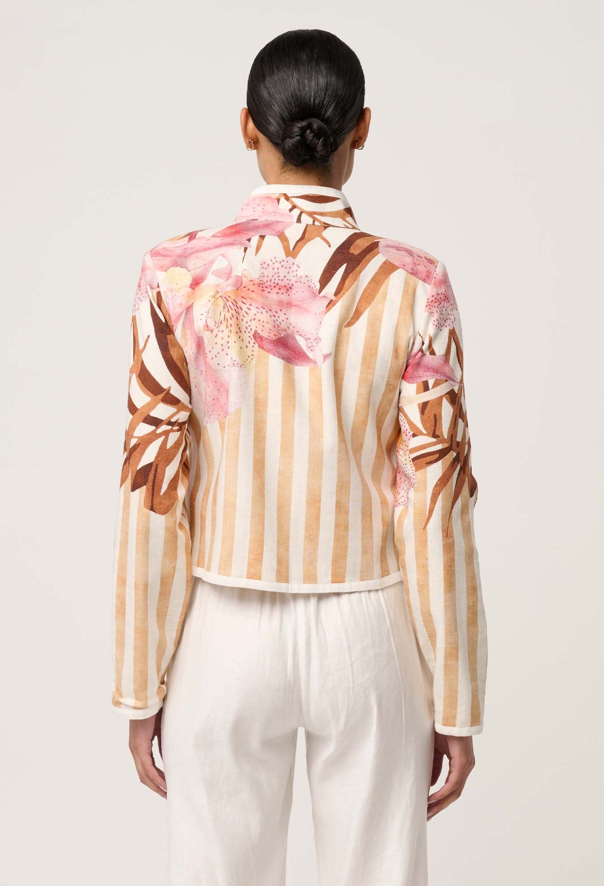 Delray Reversible Linen Viscose Jacket in Golden Promenade | Gilded Frond