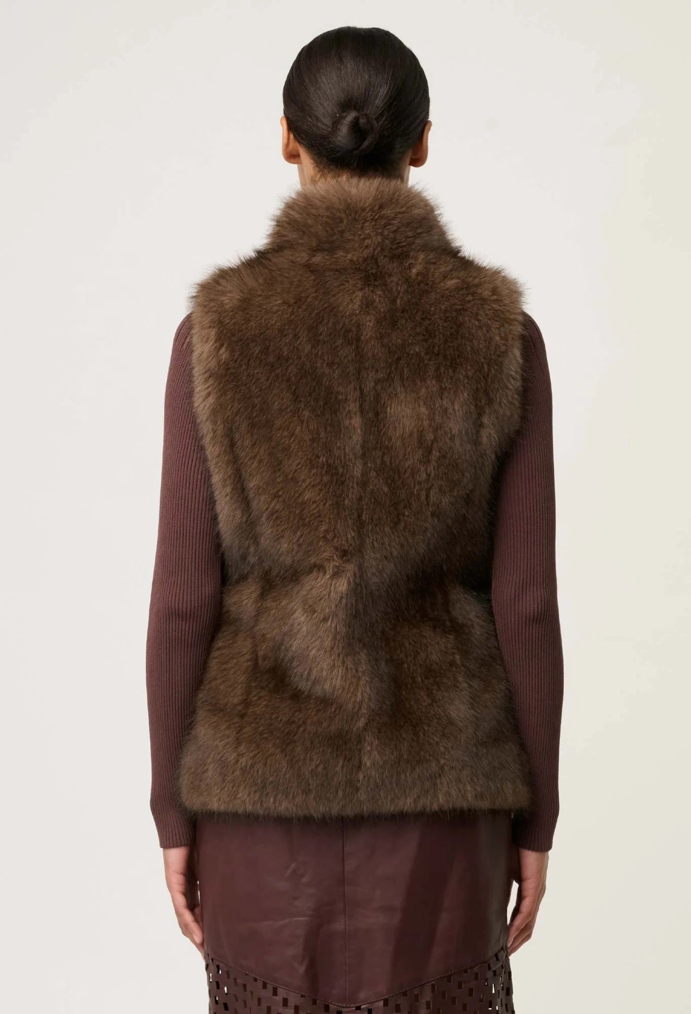 Hazel Faux Fur Vest in Walnut