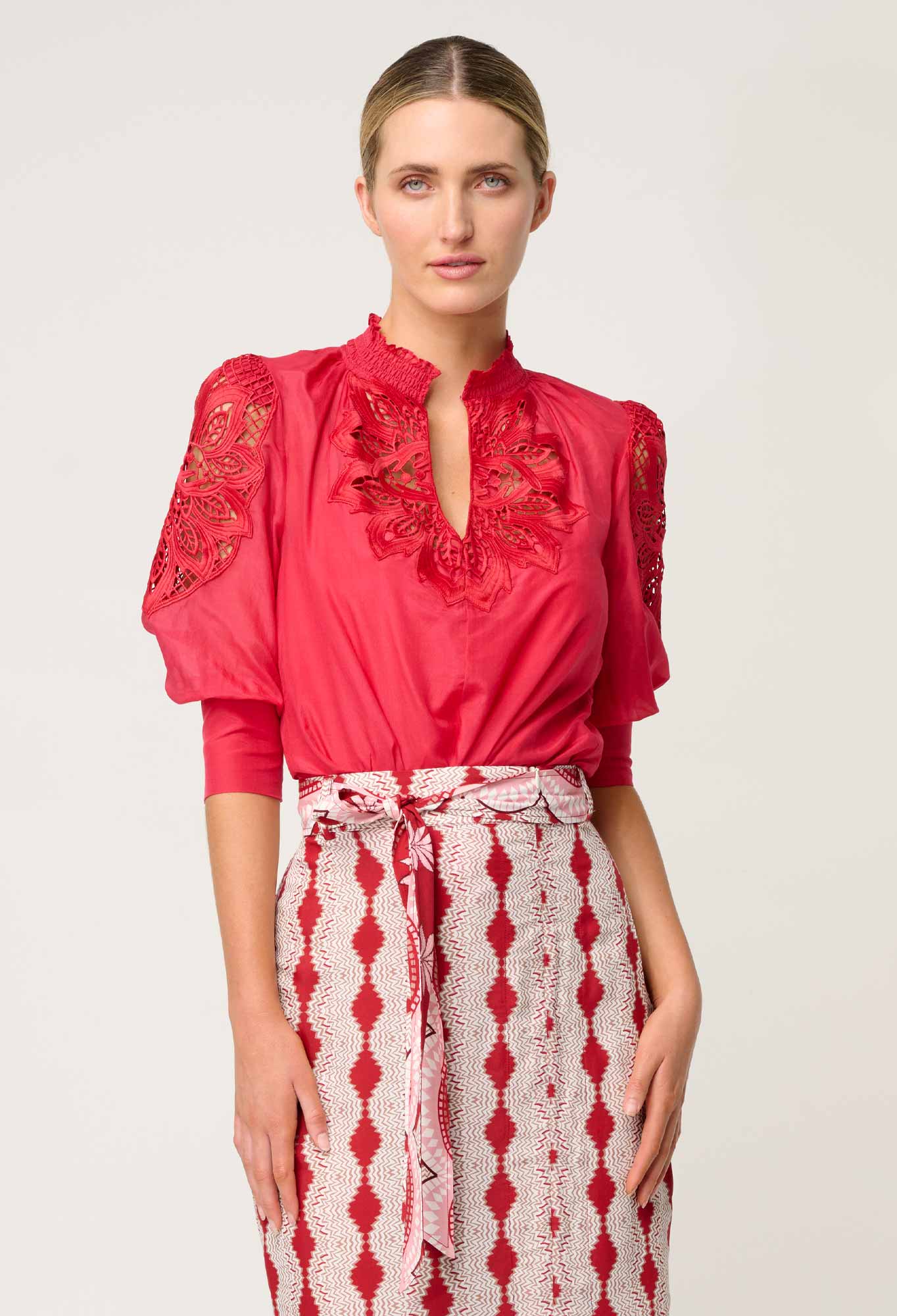 Oleander Blouse in Ruby