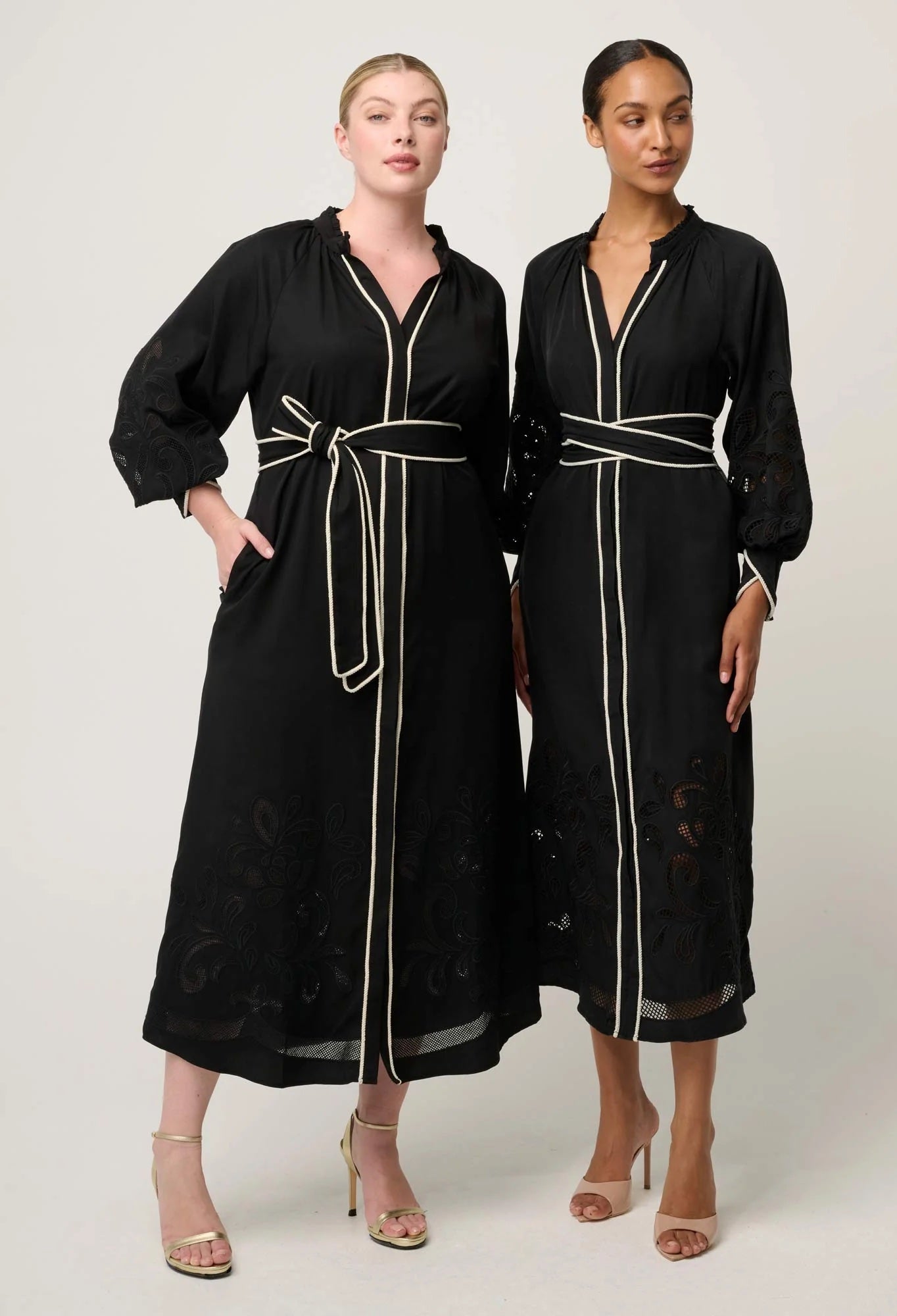 Rhea Embroidered Tencel Maxi Dress in Black