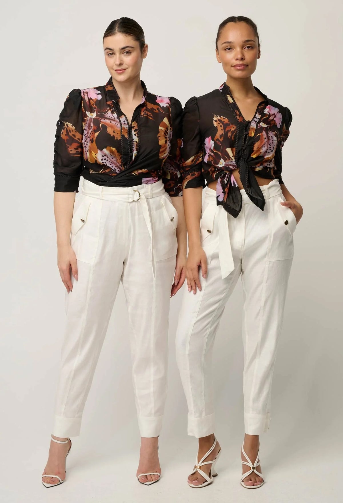 Trinidad Linen Viscose Button Cuff Pant in Ivory
