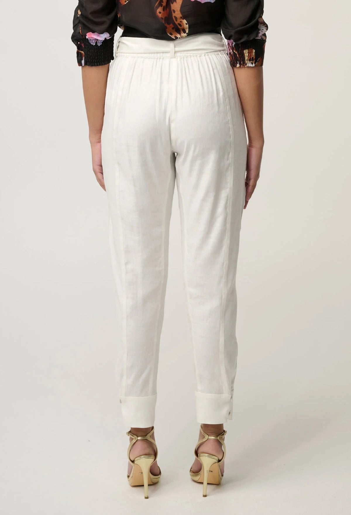 Trinidad Linen Viscose Button Cuff Pant in Ivory