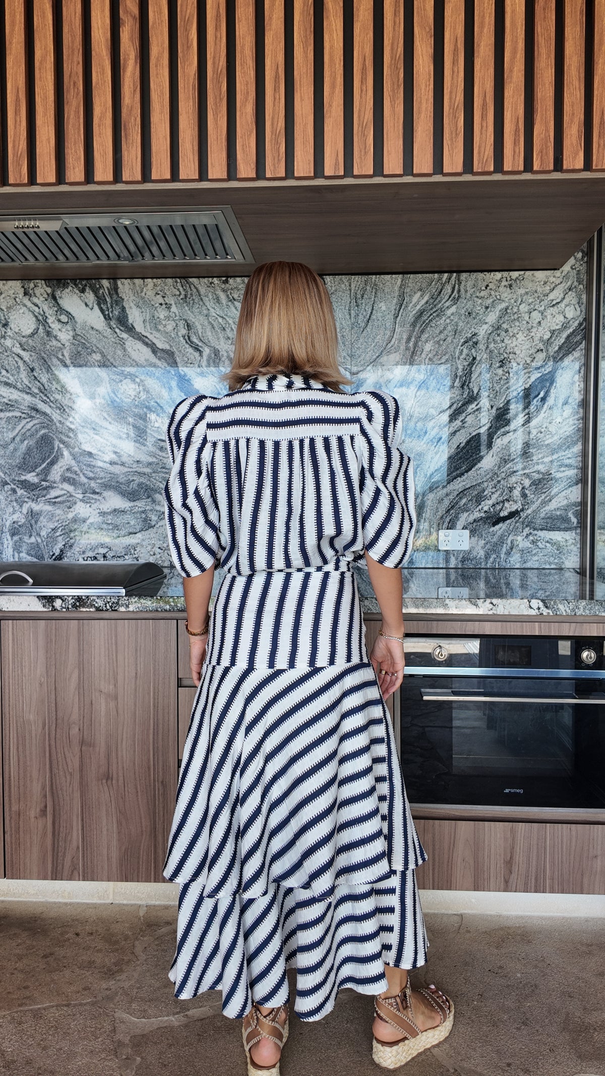Holly | White & Navy Stripe
